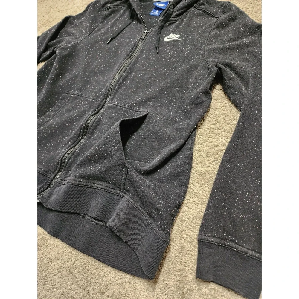 Rare Y2K Nike Speckled Hoodie Full‎ Zip Jacket Womens Medium Black - Picture 6 of 16